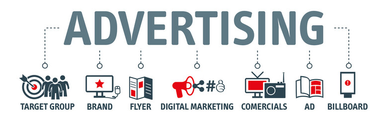 Advertising vector illustration concept with icons