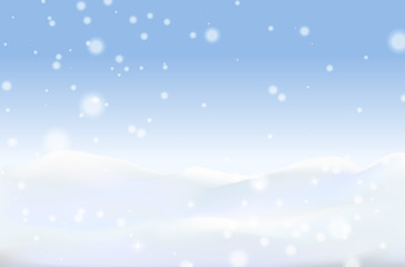 Winter background with snowdrift and fir trees. Banner, Winter is near, winter sales, blizzard, snow, snowflakes.