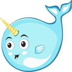 Narwhal cute character in cartoon style drawing © dima_oris