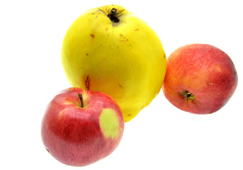 three apples isolated on white background