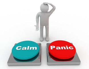 Calm Panic Buttons Show Panicking Or Calmness Counseling . 3d rendered illustration
