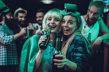 Friends celebrating a Saint Patrick's Day at pub