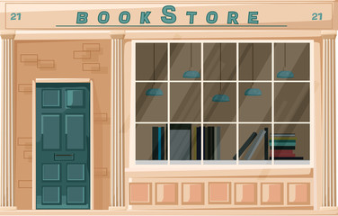 Bookstore facade isolated Vector. Architecture design illustration decor. detailed illustrations