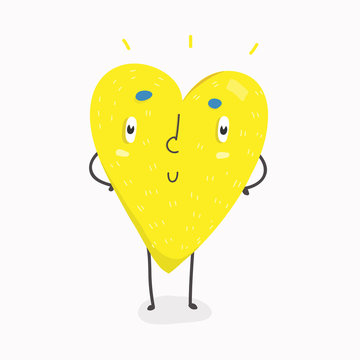 littleheartHappy yellow heart. Hand drawn vector illustartion