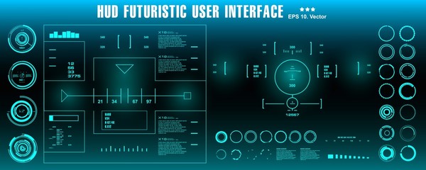 HUD futuristic user interface, dashboard display virtual reality technology screen, target