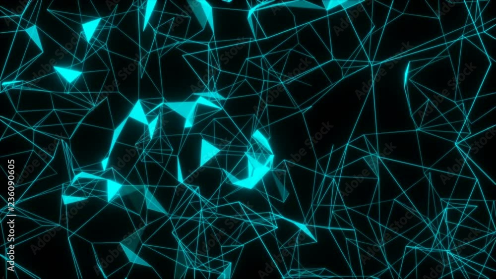 Poster vertical rotation of the structure with triangles. articulations in the structure appear and disappe