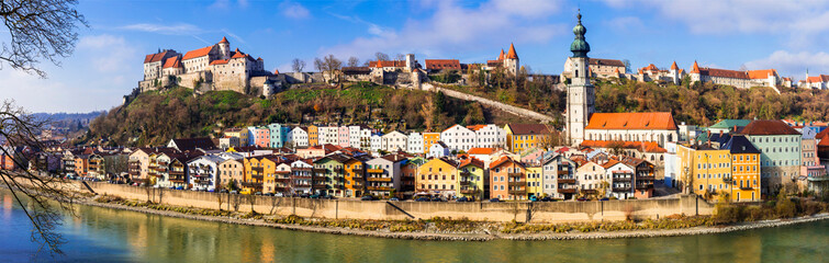 Travel in Germany (Bavaria)-beautiful medieval town Burghausen with longest castle in Europe.