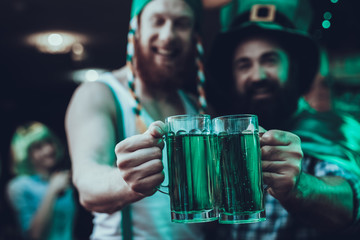 Friends celebrating a Saint Patrick's Day at pub