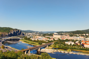 Fototapeta na wymiar .Panoramic view of the Czech city of Usti nad Labem. Bohemia. Czech Republic.