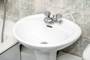 The photo of a sink in a bathroom