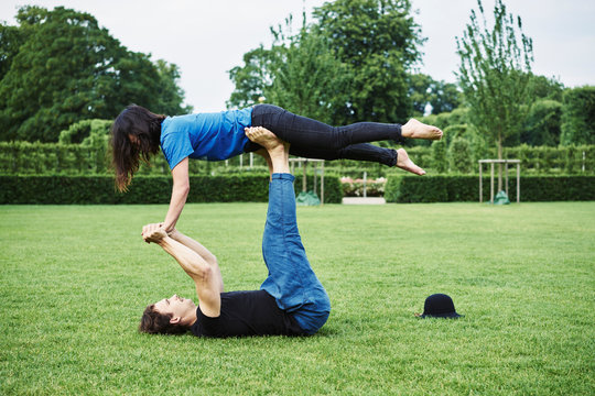 Acrobats in a park in Copenhagen