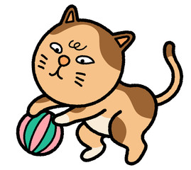 ボールで遊ぶネコ