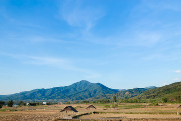 Fototapeta na wymiar Fields and mountain views In the winter of Thailand