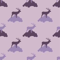 Seamless vector background with deer. Graphic element for design. Can be used for wallpaper, textile, invitation card, wrapping, web page background.