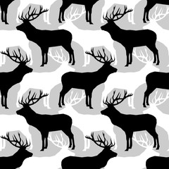 Seamless vector background with deer. Graphic element for design. Can be used for wallpaper, textile, invitation card, wrapping, web page background.