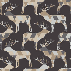 Seamless vector background with deer. Graphic element for design. Can be used for wallpaper, textile, invitation card, wrapping, web page background.