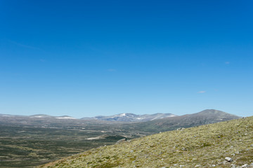 Blick auf das Massiv des Snøhetta im Dovrefjell