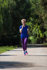 young female runner training for marathon