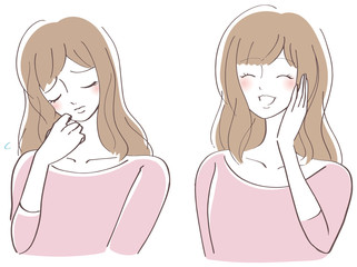 不安　喜び　女性　イラストセット