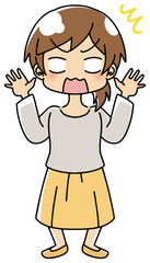 驚く　女性　イラスト