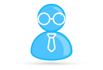 blue male profile picture, silhouette profile avatar icon symbol with glasses, necktie