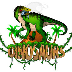 Logo  Dinosaurs World with Baryonyx. Vector illustration.