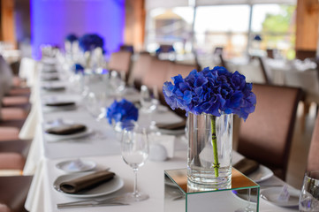 Table decoration at a luxury wedding reception