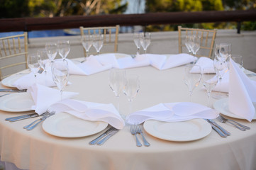 Table decoration at a luxury wedding reception
