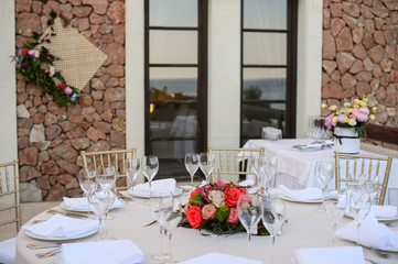 Table decoration at a luxury wedding reception