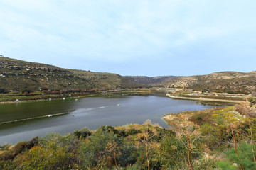 Mountain landscape with a view of the forest, valley