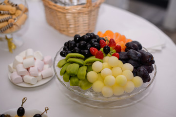 Catering services and table decoration. dish with food meal in the wedding restaurant