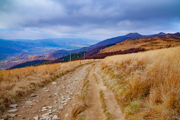 Fototapeta premium Landscape of autumnal peaks of the Carpathians.
