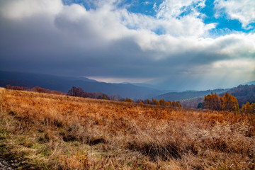 Landscape of autumnal peaks of the Carpathians.