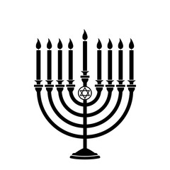 Fototapeta na wymiar Hanukkah menorah with candles and star of david isolated on background. Vector illustration