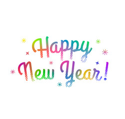 Happy new year lettering. Greeting card design with lettering for winter christmas holidays. Vector holiday illustration with calligraphy