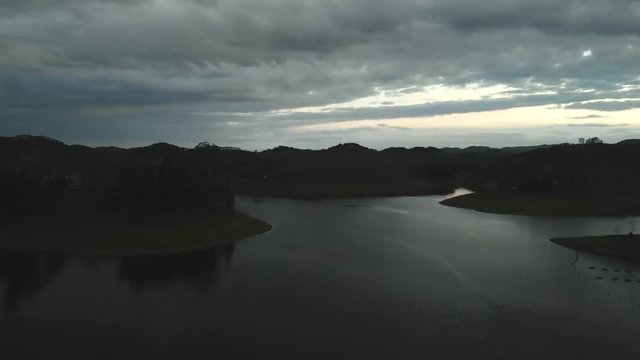 beautiful drone flight over paraibuna resevoir brazil