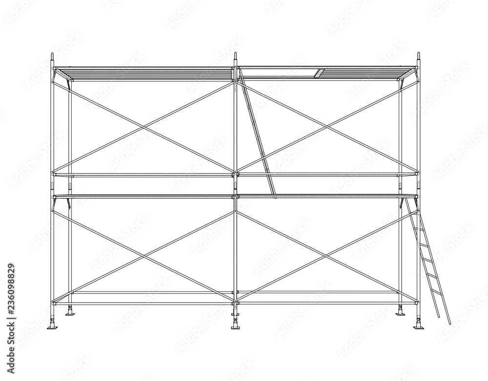 Poster 3d outline scaffold. vector rendering of 3d