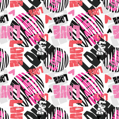 Love graffiti seamless hand lettered text, typographic style print.