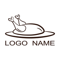 Chicken on a dish logo, icon. Vector