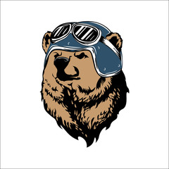 Bear in a helmet. Vector illustration.

