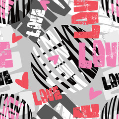 Love graffiti seamless hand lettered text, typographic style print.