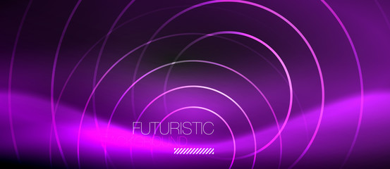 Dark abstract background with glowing neon circles