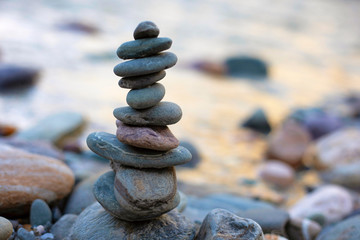 Stone art arrangement, Jispa, Himachal Pradesh, India.