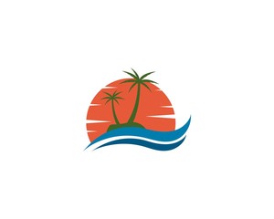 Coconut tree summer logo template vector icon illustration design 
