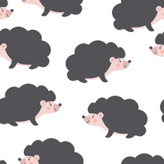 Lovely Seamless Hedgehog pattern. Character baby Porcupine cartoon style.