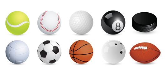 A set of sports balls. Vector illustration. - obrazy, fototapety, plakaty