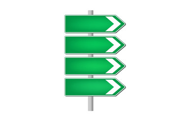 Blank green road sign isolated on white