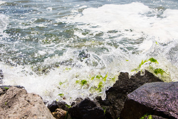 Sea waves crashing on the rocks. Black sea. Bulgaria
