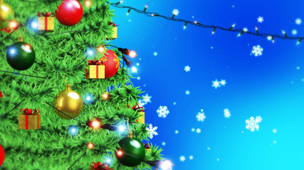 christmas background with tree and red balls