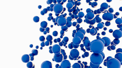 3D render - blue, glossy spheres floating in space